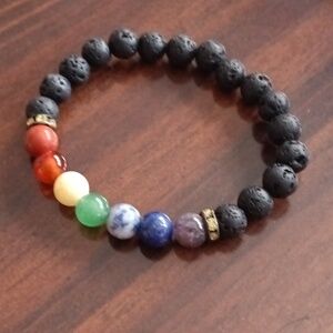 NWOT chakra bracelet unisex essential oil charcoal beads